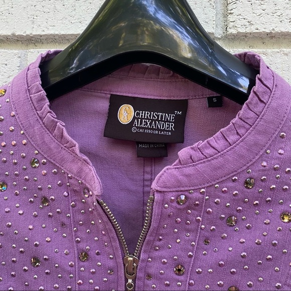 CHRISTINE ALEXANDER | Purple Bling Bedazzled JACKET Small - Picture 3 of 5